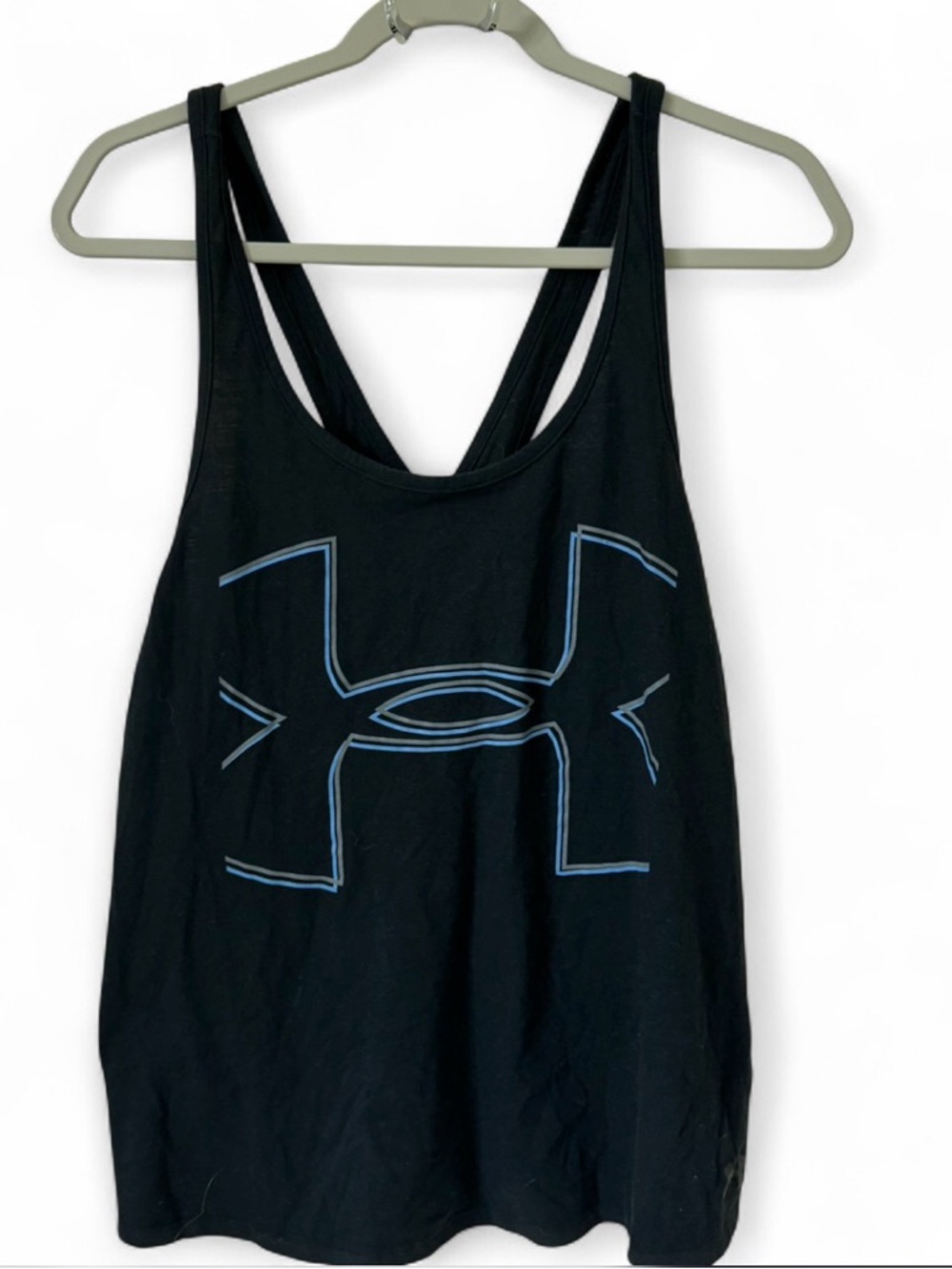 Under Armour Black Racerback Tank with White Logo